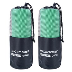 Dajeongdagam 超細纖維運動毛巾2入+塑膠袋2入組合, 綠色, 2個