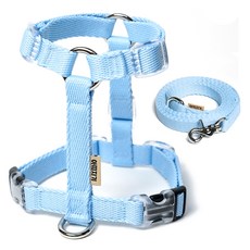 ATTI FRIEND 狗狗防前衝H型胸背帶 + 織帶牽繩套組, 天空藍, 1套