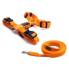 ATTI FRIEND 狗狗防前衝H型胸背帶 + 織帶牽繩套組, 橘色, 1套