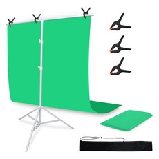 대한 촬영 폴리 배경천 스크린 스탠드 거치대 풀세트 T자거치대 M + 배경천 1.5 x 2 m, 1세트, 그린(배경천), 화이트(거치재)