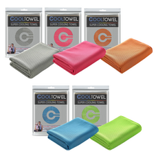 親膚吸水涼感運動毛巾5件組 30 x 90 cm, 灰色 + 酒紅色 + 綠色 + 藍色 + 橘色, 1套