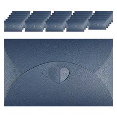 Maket Gamseong 愛心扣環珠光紙卡片信封, 海軍藍, 50個