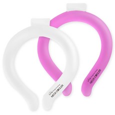 DIYOU 冰涼頸圈 冷感環 成人款 2 x 18 cm 白色 + 粉紅色, 1套