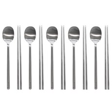 HANIL STAINLESS STEEL 304不鏽鋼貝爾根餐具5人組, 單一顏色, 湯匙 5p + 筷子 5p, 1套