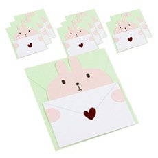 Maket Gamseong 可愛動物迷你信紙卡, 9個, 兔子