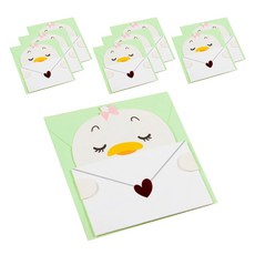 Maket Gamseong 可愛動物迷你信紙卡, 9個, 蝴蝶結鴨