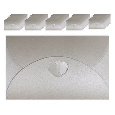 Maket Gamseong 愛心扣環珠光紙卡片信封, 銀色, 50個