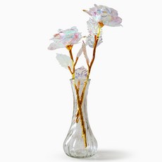 晨光香氣全息玫瑰 2入 + 褶皺花瓶套組, 混合色