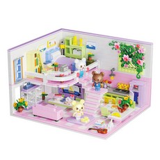 LIN07 熊熊紫色小屋迷你積木, 613012LI, 1個