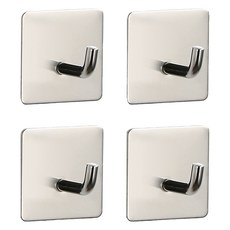 Homevanesse 不鏽鋼304 多用途黏貼式掛鉤, 銀色, 4個