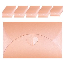 Maket Gamseong 愛心扣環珠光紙卡片信封, 粉紅色, 50個