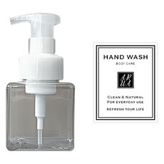 아루아 욕실 주방 디스펜서 거품펌프 250ml + 핸드워시 스티커 세트, 1세트, 투명(디스펜서)