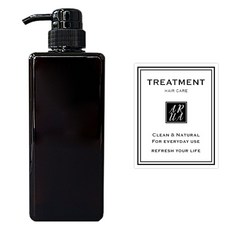 아루아 욕실 주방 사각 디스펜서 일반펌프 650ml + 트리트먼트 스티커 세트, 1세트, 브라운