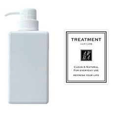 아루아 욕실 주방 사각 디스펜서 일반펌프 450ml + 트리트먼트 스티커 세트, 1세트, 화이트