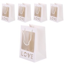 S&Q 可愛愛心包裝袋 中, 單一顏色, 5個