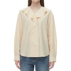 플라스틱아일랜드 여성용 러플카라 더블버튼 블라우스 PQ1WB762