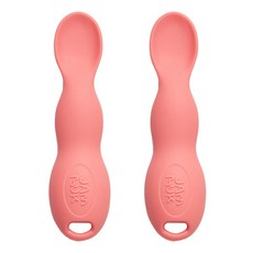 Jam Muk 韓國製造矽膠花生形狀副食品湯匙, 2個, 粉紅色