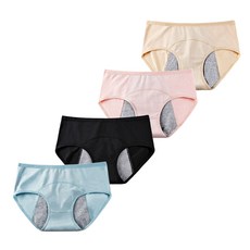 T&Cookie 女性用防水棉質生理褲4件組 DT0143, 膚色, 粉紅色, 藍色, 黑色