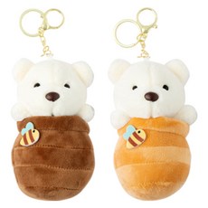 봉제인형 키링 꿀단지곰 2종 세트, 브라운, 베이지, 140mm, 1개