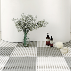 comet 浴室灰白拼接地墊, 灰色 + 白色, 16個