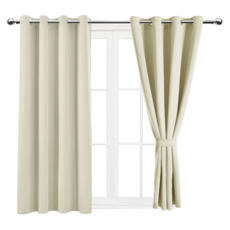 comet 打孔遮光隔熱窗簾 附窗簾綁帶 2個, 米白色