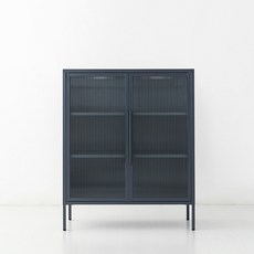 마켓비 OFFICY 유리캐비넷 2문 수납장 9001100, 다크그레이
