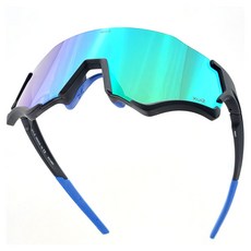 HILX Reebok 運動護目鏡 太陽眼鏡 HRK00203+RVKGN4, 黑色 + 藍色(鏡框), 綠色鏡面(鏡片), 1個