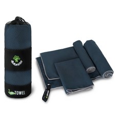 4monster 超細纖維多功能運動毛巾3件組, 1套, 海軍藍
