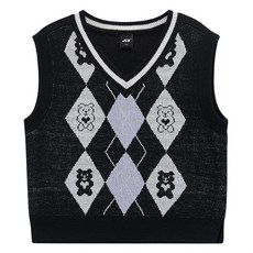 JCB 女童款小熊菱格紋針織背心 JBK7S545