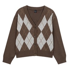 applepink 女童菱格紋圖案針織開襟衫 APK7S506