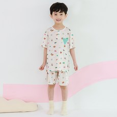 삐삐롱 아동용 냉감 인견스판 반팔 파자마 상하 세트