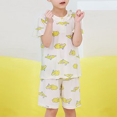 삐삐롱 아동용 냉감 인견스판 반팔 파자마 상하 세트