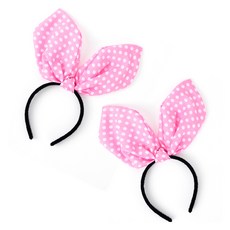 파티쇼 NEW 땡땡이 토끼 머리띠, 핑크, 2개