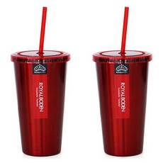 로얄보덴 아이리스 빨대 텀블러, 레드, 레드, 480ml, 2개