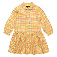 블루독 여아용 프릴 체크 면 원피스