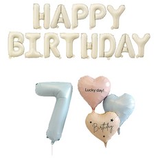 마켓감성 러블리 하트앤크림 생일풍선 세트 7, 블루, 1세트