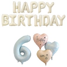 Maket Gamseong 可愛愛心奶油生日氣球套組 6, 藍色, 1套