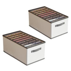 Ju and Ji PVC折疊式隔層衣服收納整理盒 大型 9格 44 x 25 x 17 cm, 灰色, 2個