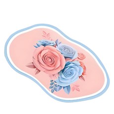 Allode 圓形藝術花朵浴室防滑墊, 1個, 08 粉藍花