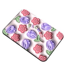 Allode 花朵立體防滑浴室防滑地墊, 1個, 03 紫色