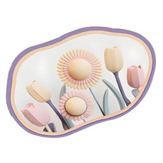 Allode 圓形藝術花朵浴室防滑墊, 1個, 03 向日葵