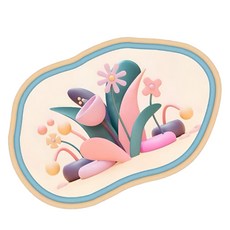 Allode 圓形藝術花朵浴室防滑墊, 1個, 02 盛開花叢