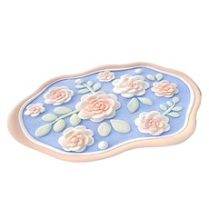 알로데 라운드 아트 플라워 욕실 미끄럼방지 매트, 06 스카이덤불, 1개