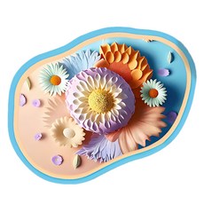 Allode 圓形藝術花朵浴室防滑墊, 1個, 01 盛開牡丹