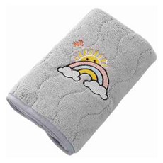 Sonio 可愛刺繡柔軟浴巾沙灘巾 聚酯纖維紗 35 x 75 cm + 70 x 140 cm 套組, 06 灰色陽光, 1套