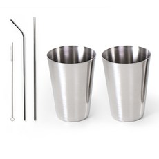더나인 스텐304 텀블러 2p + 빨대 2종 + 청소솔 세트, 550ml, 1세트