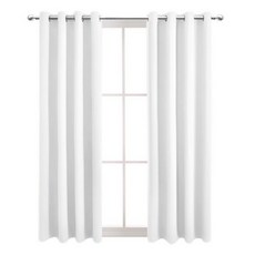 comet 隔熱遮光打孔式窗簾 附窗簾綁帶, 純白色