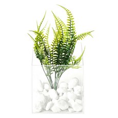 케이엠엠엠엠 아크릴 큐브형 어항 3T + 자갈 + 줄기 수초 세트, 백(자갈), 1세트