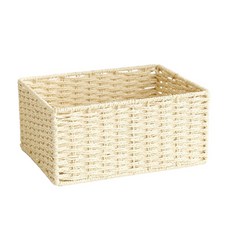 現代藤製收納籃中號, 米色, 1個