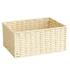 現代藤製收納籃大號, 米色, 1個